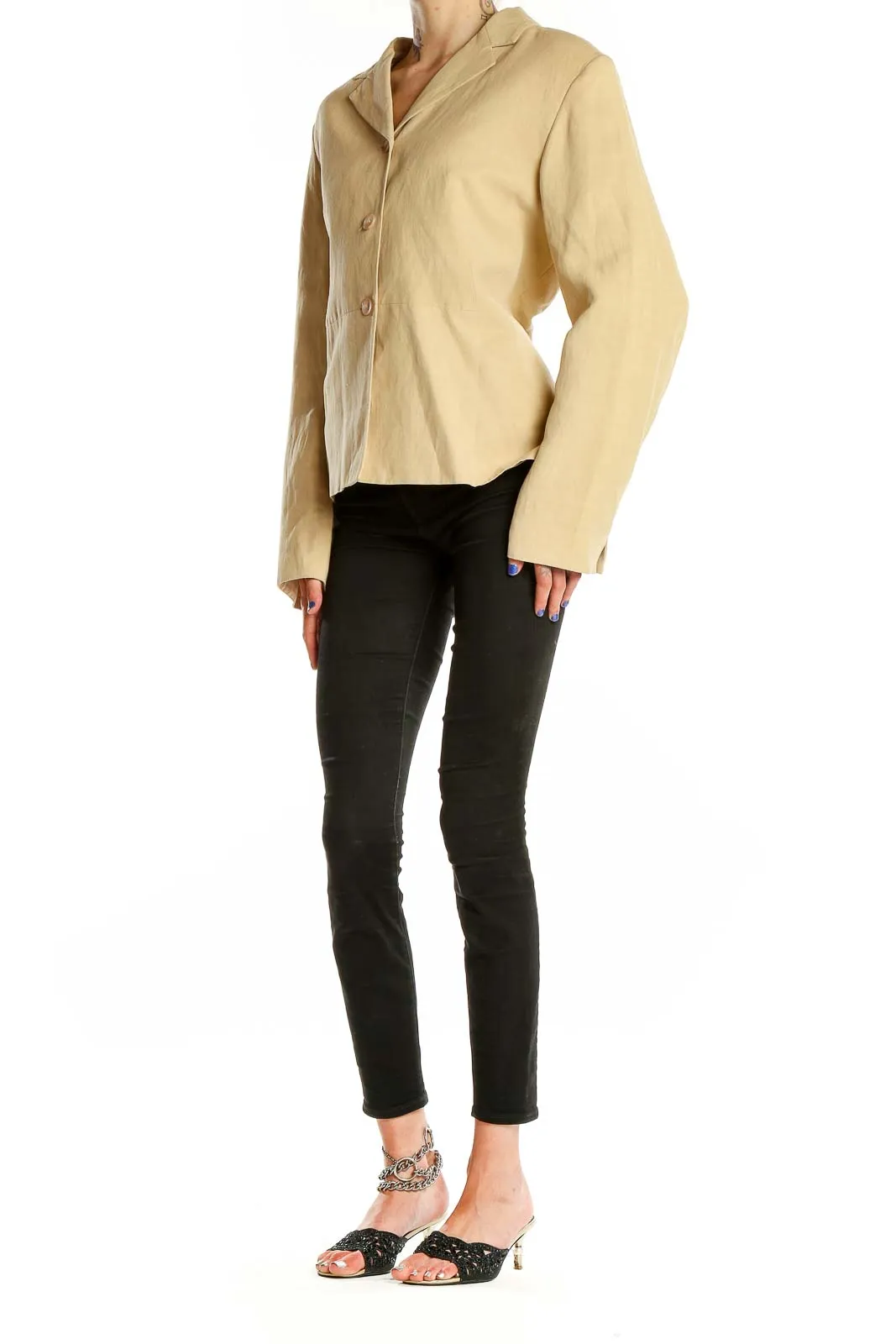 Beige Classic Button-Up Blazer