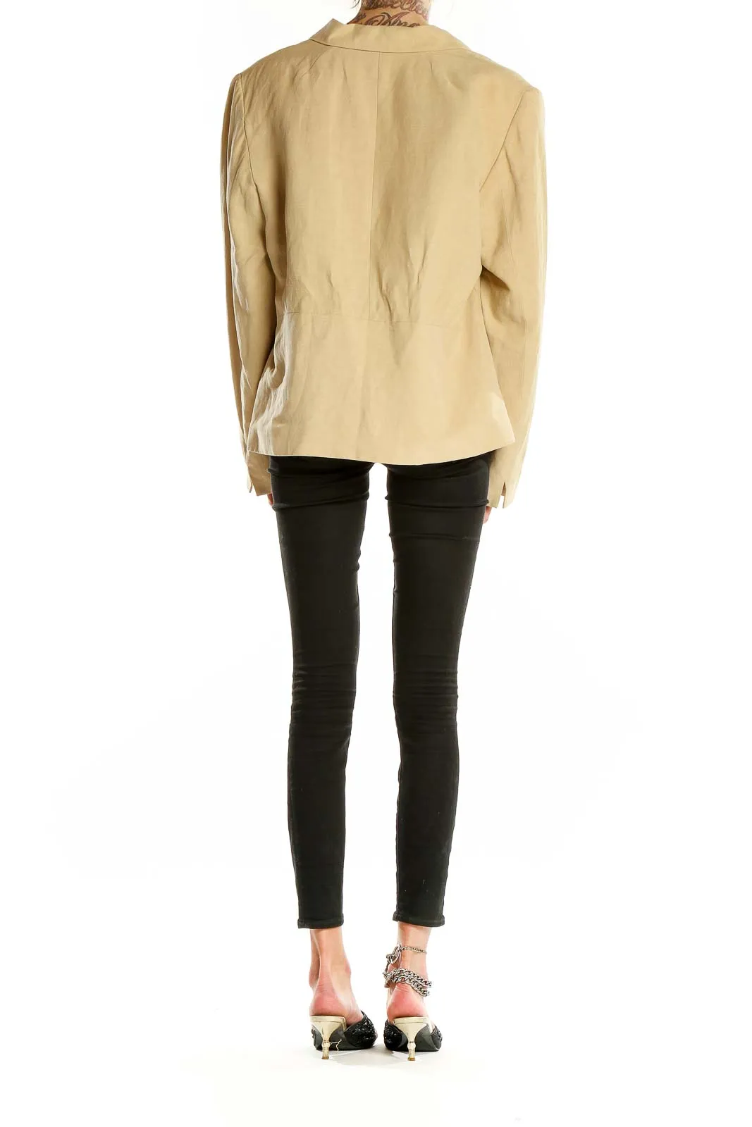 Beige Classic Button-Up Blazer
