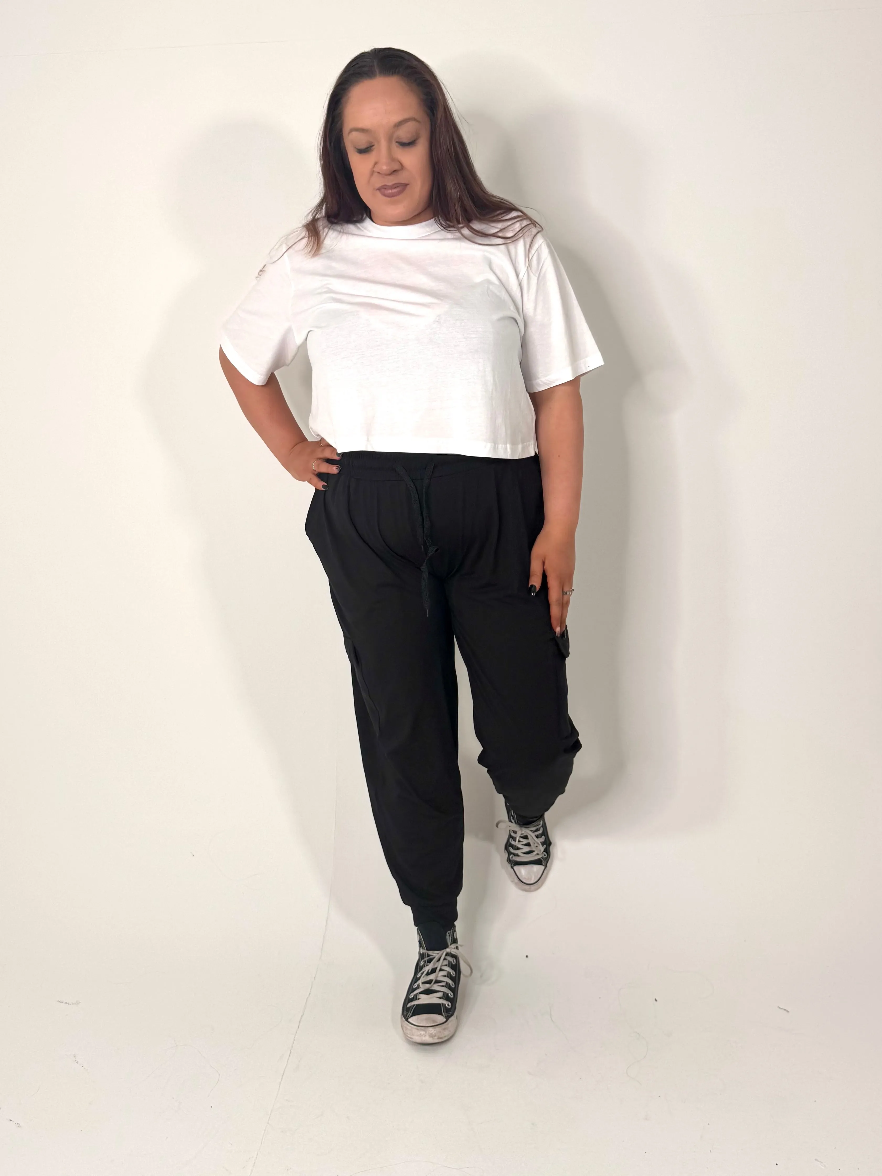 Black Super Soft Pocket Cargo Joggers