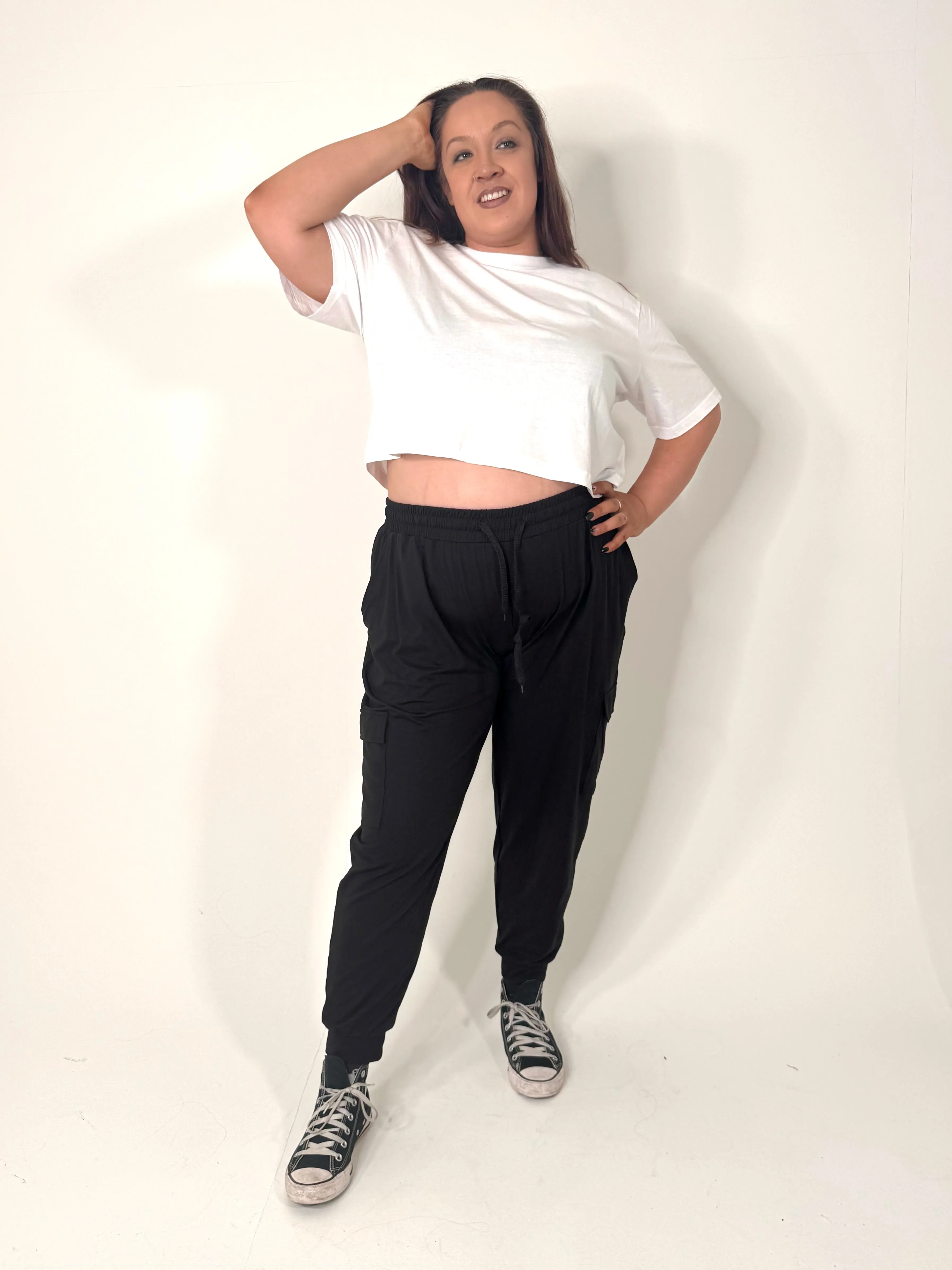 Black Super Soft Pocket Cargo Joggers