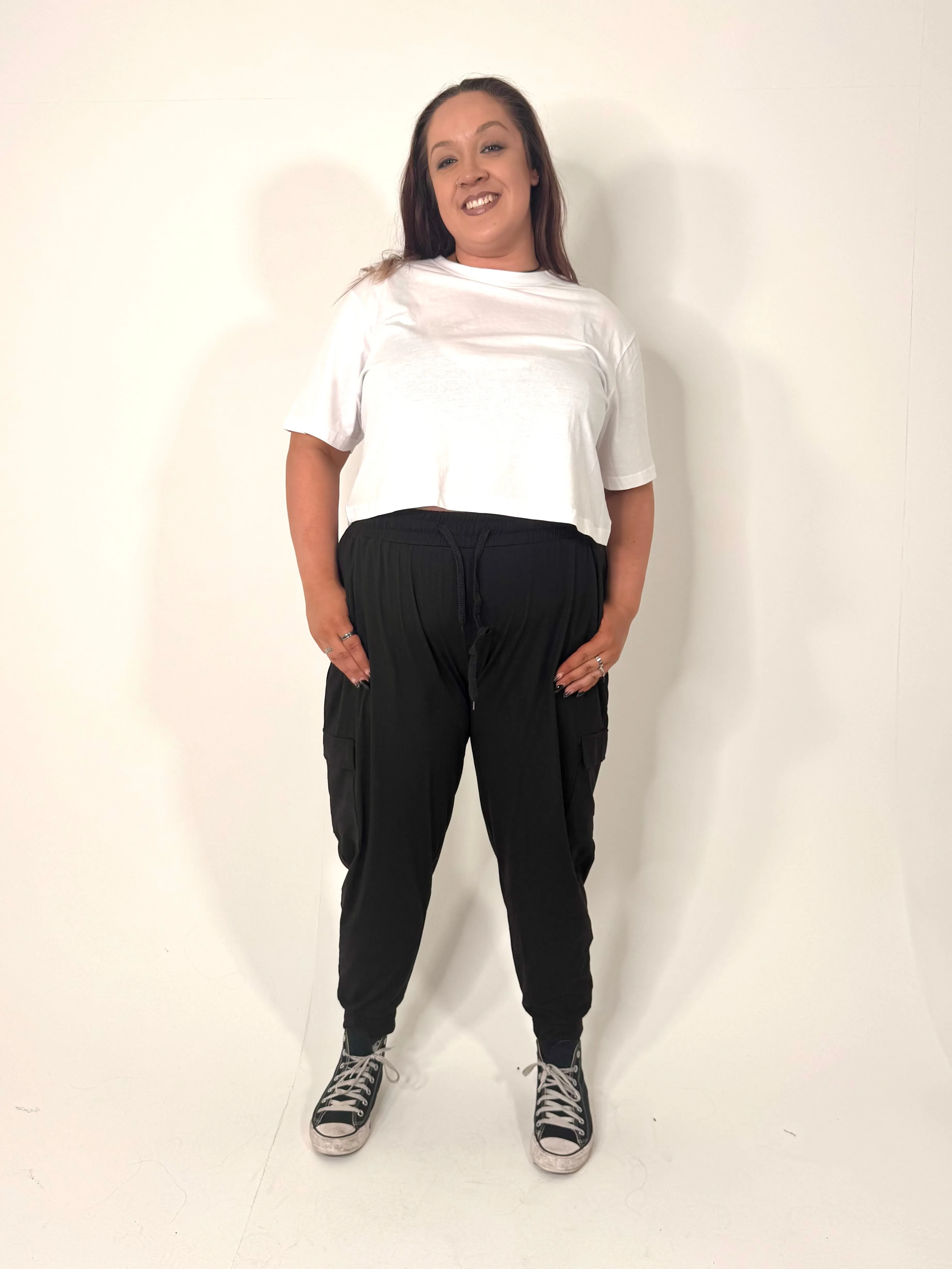 Black Super Soft Pocket Cargo Joggers