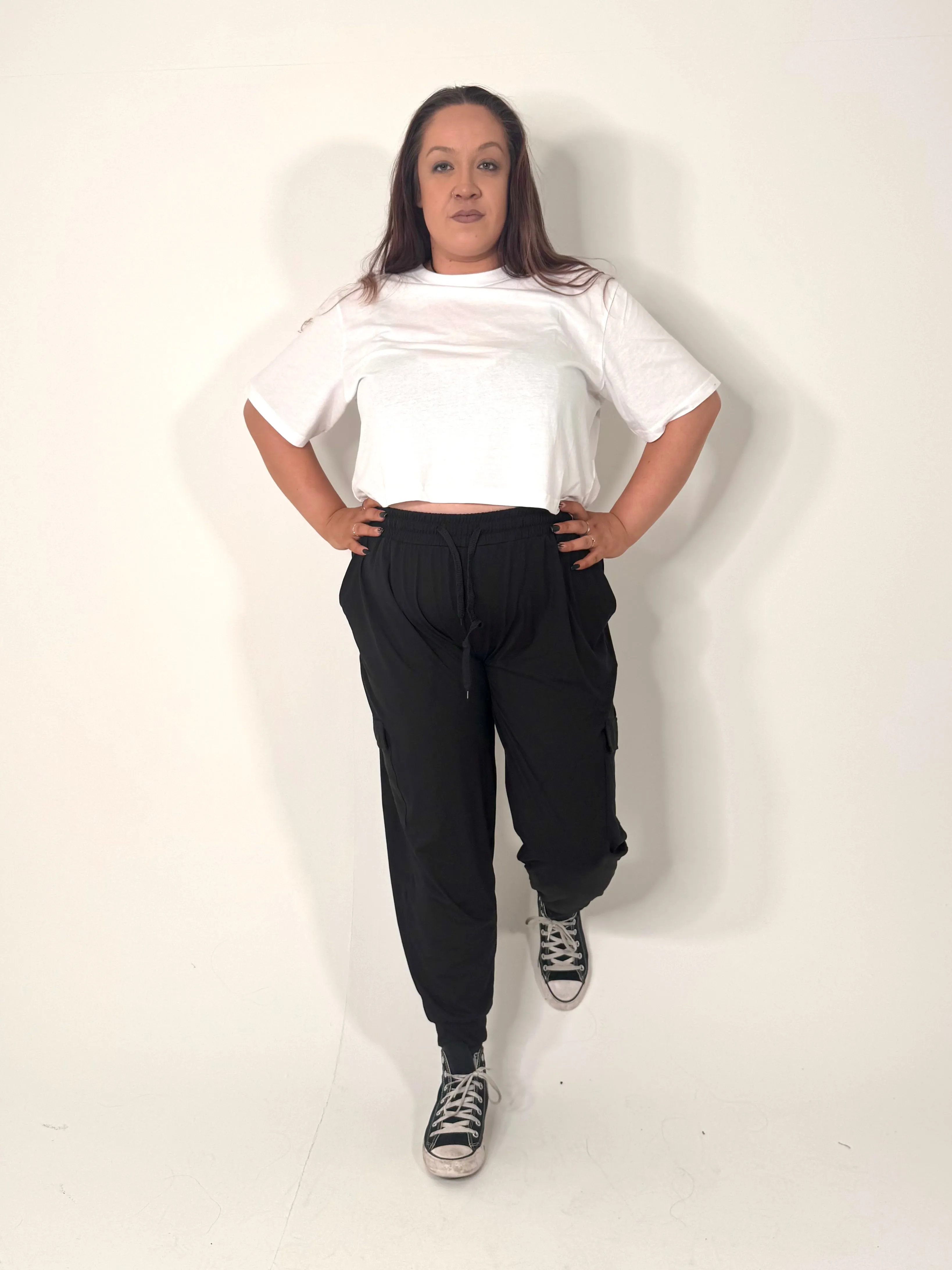 Black Super Soft Pocket Cargo Joggers