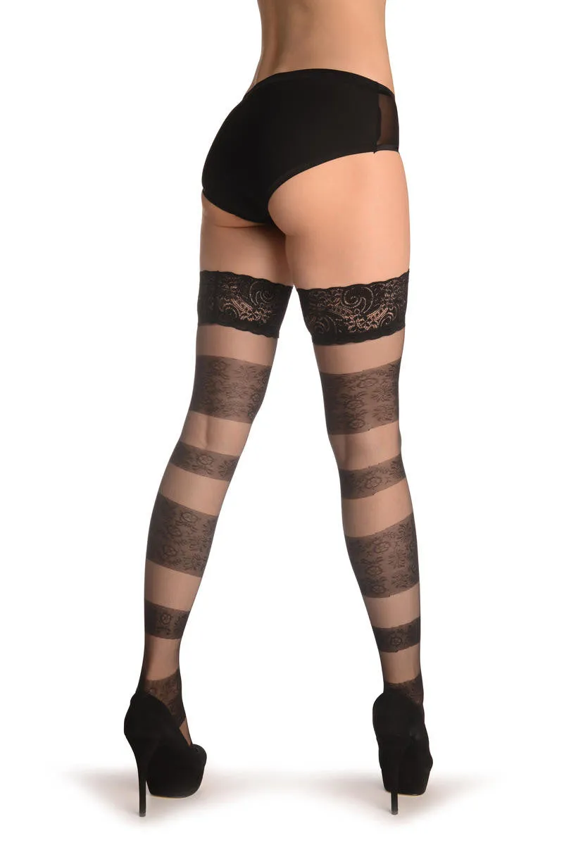 Black With Floral & Transparent Stripes