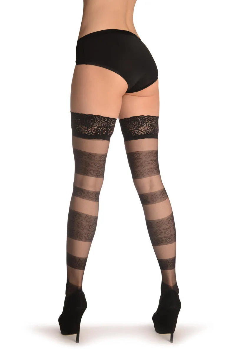 Black With Floral & Transparent Stripes