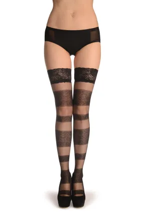 Black With Floral & Transparent Stripes