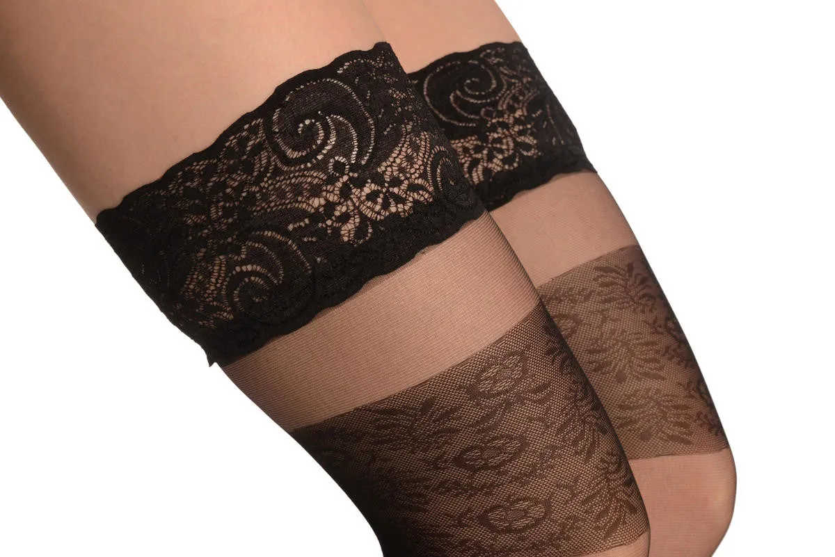 Black With Floral & Transparent Stripes