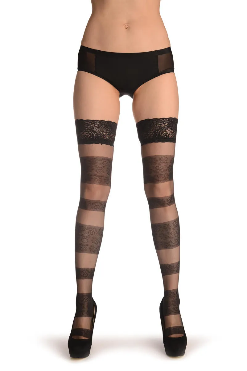 Black With Floral & Transparent Stripes