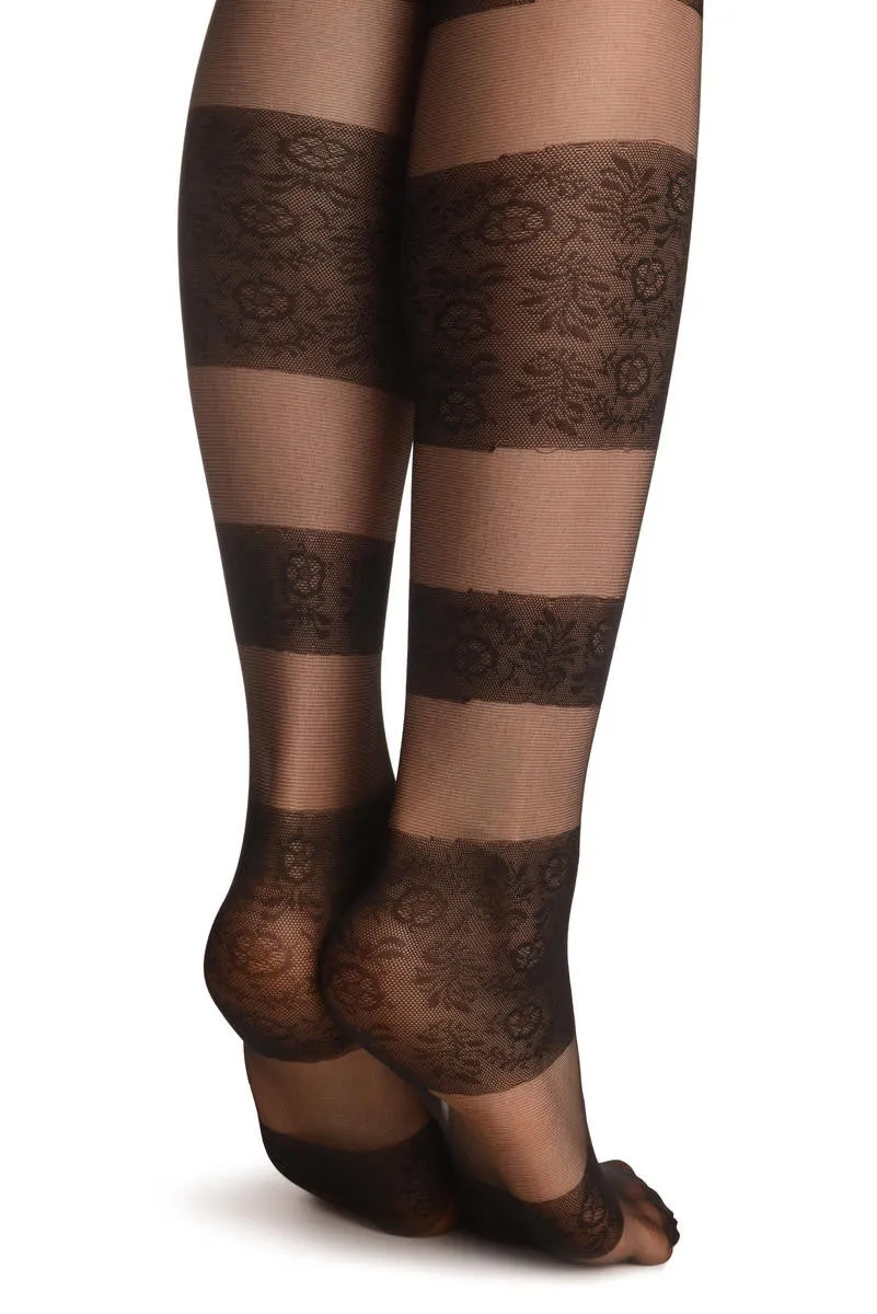 Black With Floral & Transparent Stripes