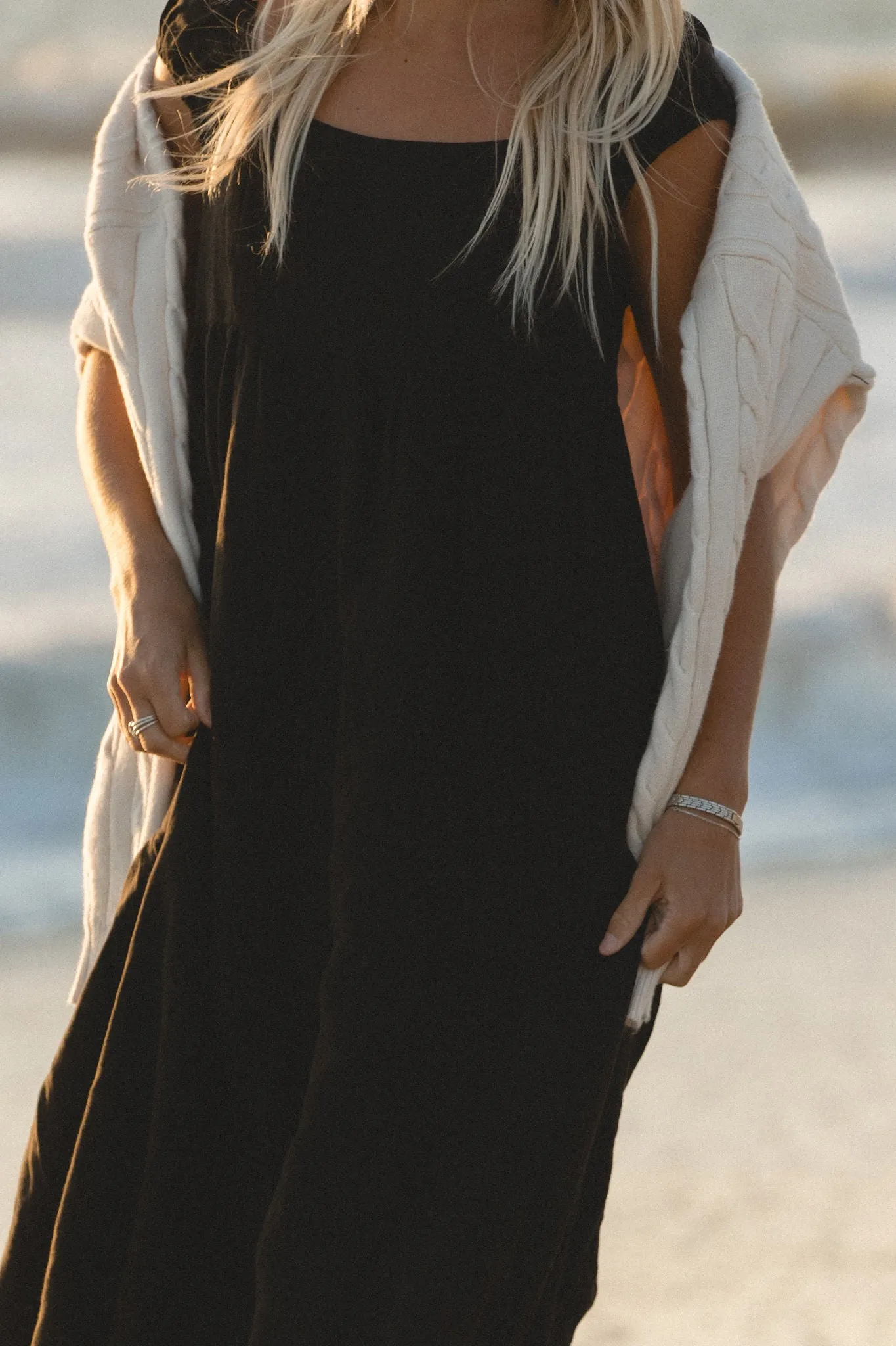 Florence Linen Black Maxi Dress