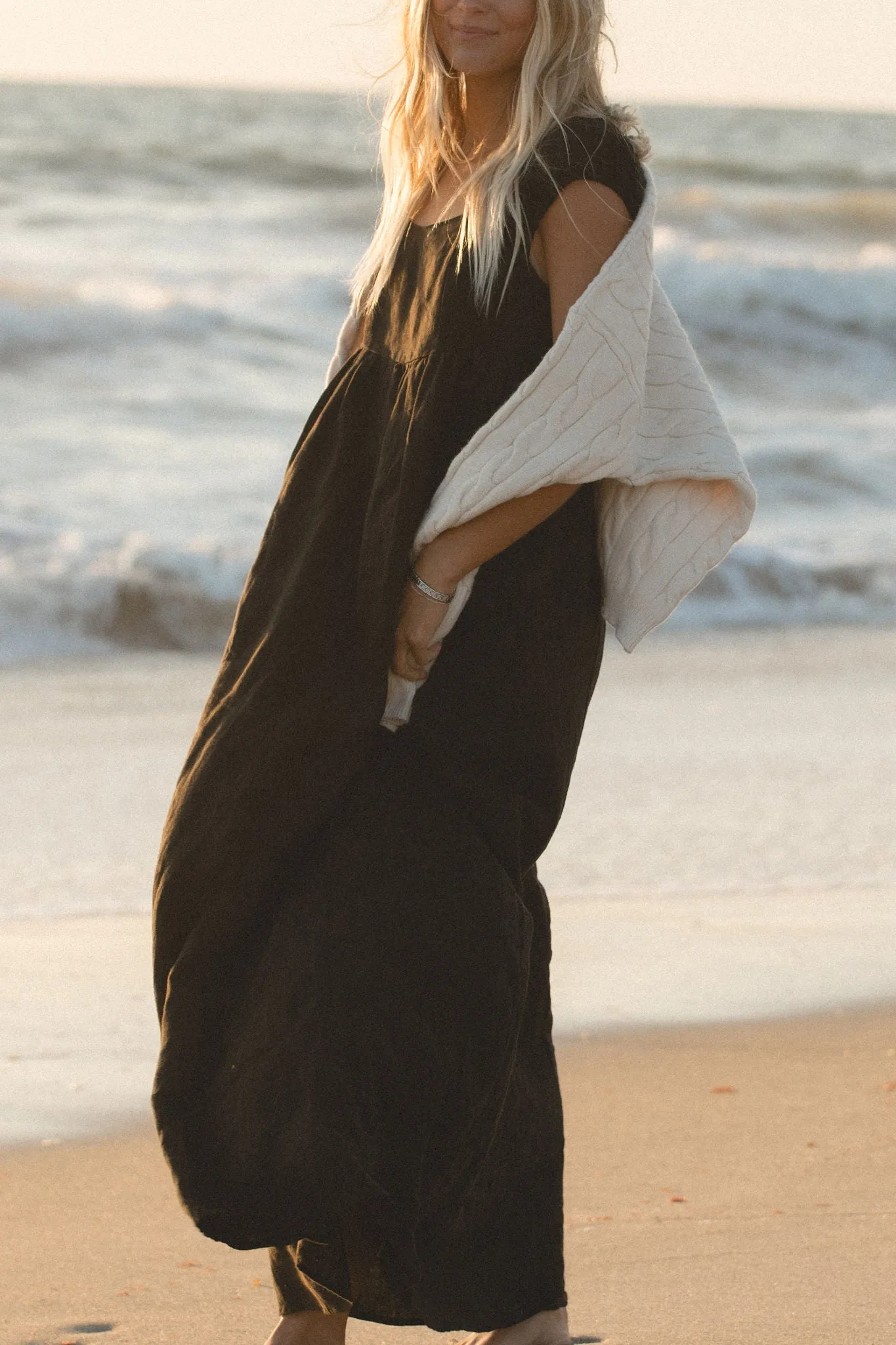 Florence Linen Black Maxi Dress