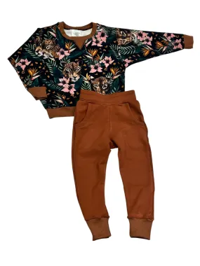 Jungle Floral and Hidden Jaguar Oversized Sweater and Joggers Set | Size 3/4T
