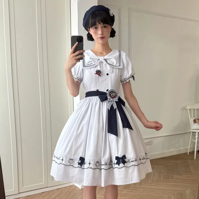 Kawaii Navy Style Striped Lolita OP Dress