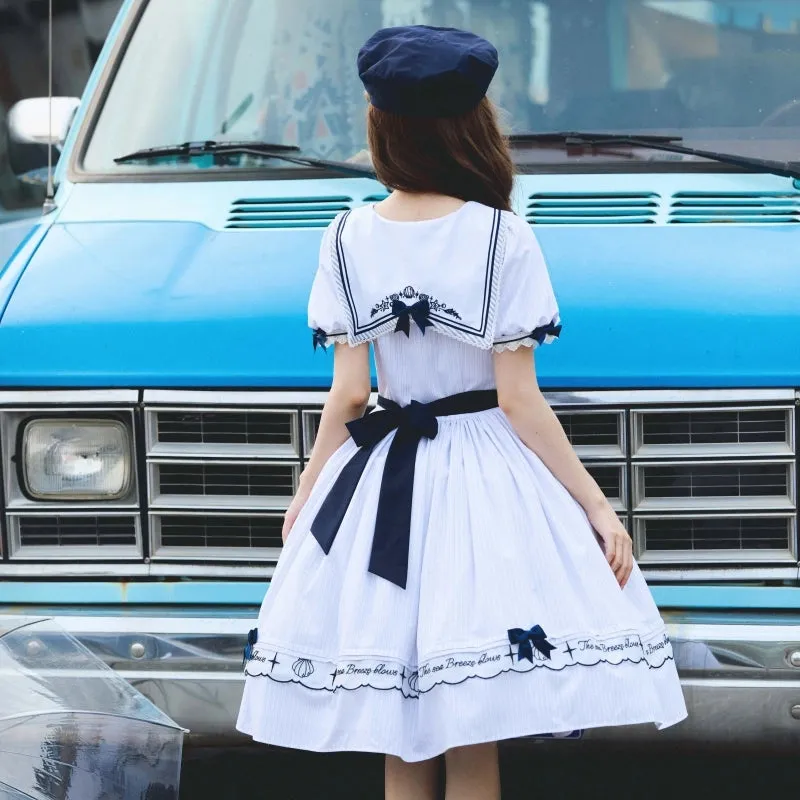 Kawaii Navy Style Striped Lolita OP Dress