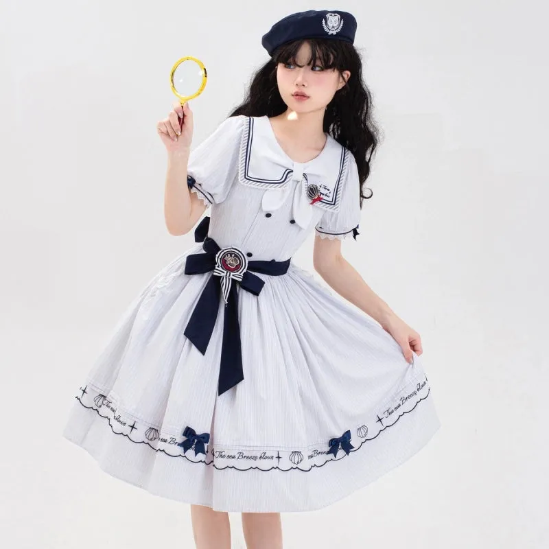 Kawaii Navy Style Striped Lolita OP Dress