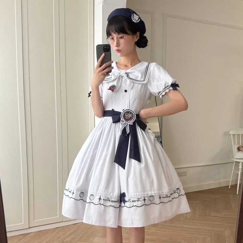 Kawaii Navy Style Striped Lolita OP Dress