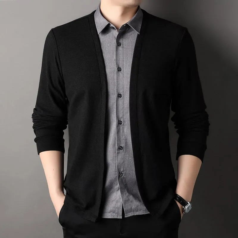 🔥Men's fake two-piece shirt collar knitted cardigan! 👔✨