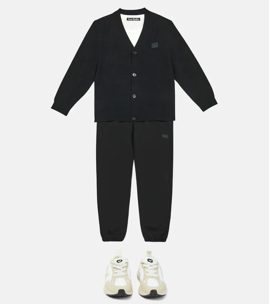 Mini Black Neve Raglan Wool Cardigan