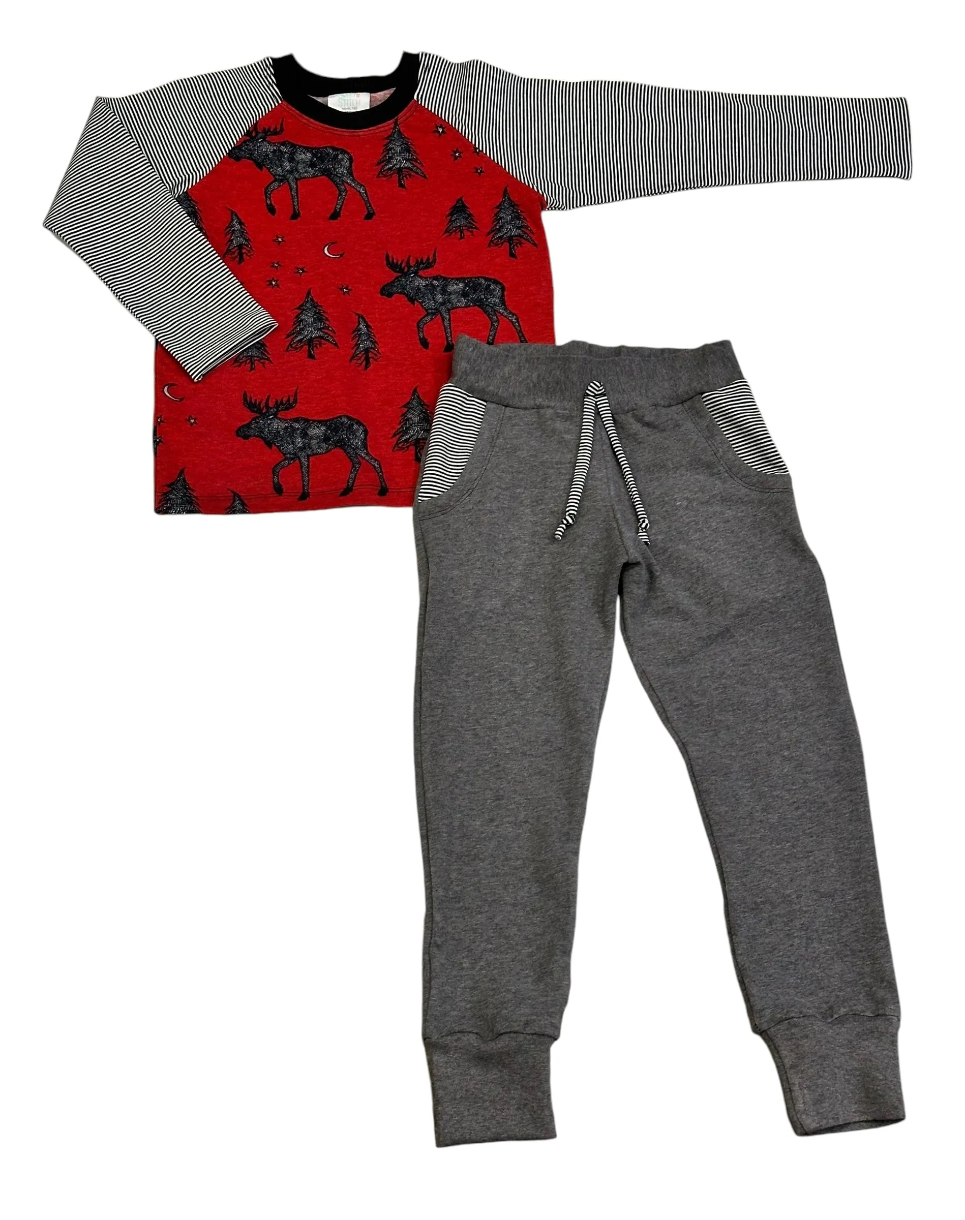 Moose Raglan and Joggers Set | Size 5/6T