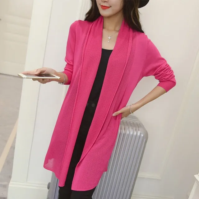 OHCLOTHING spring in the New Womens 2019 loose long sweater cardigan sweater shawl female thin coat for summer air conditioning