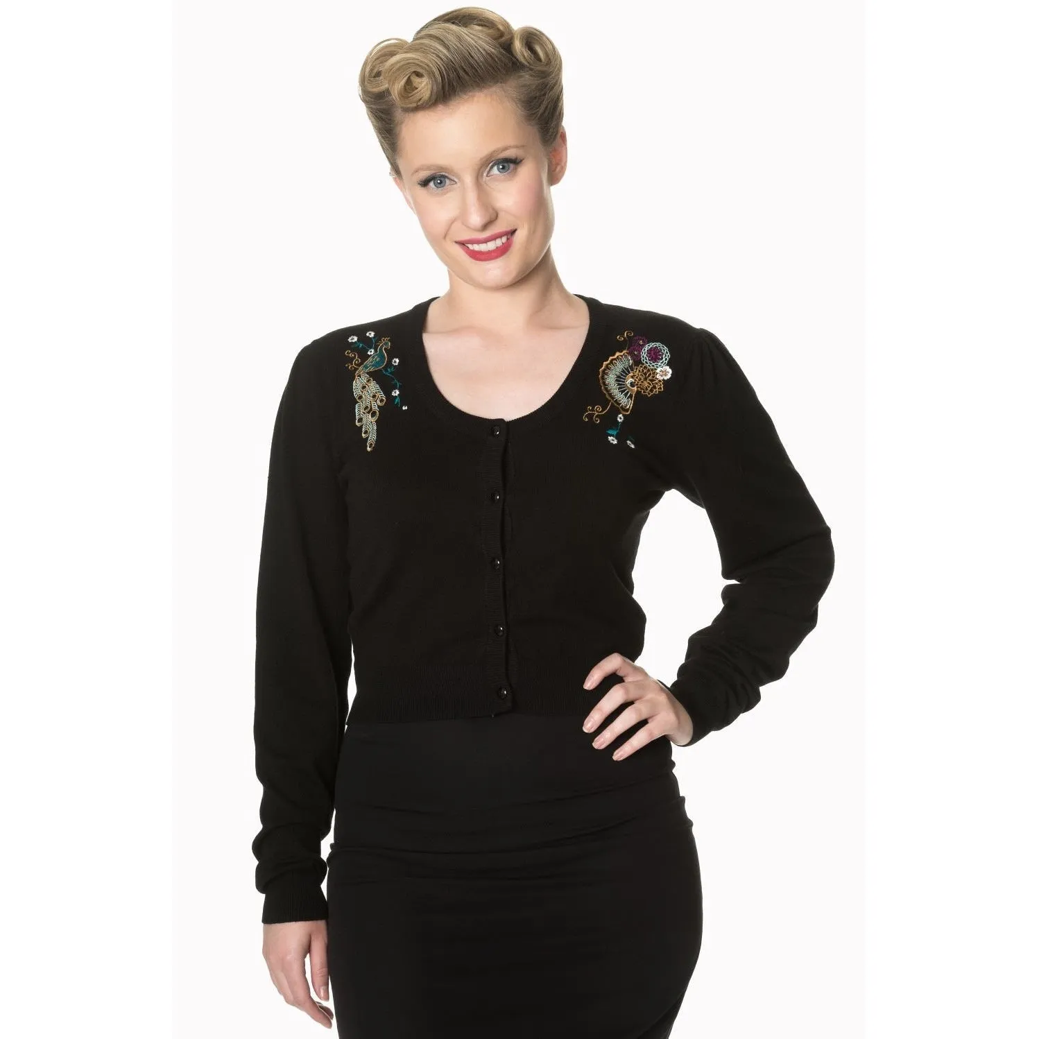 Proud Peacock Black Cardigan