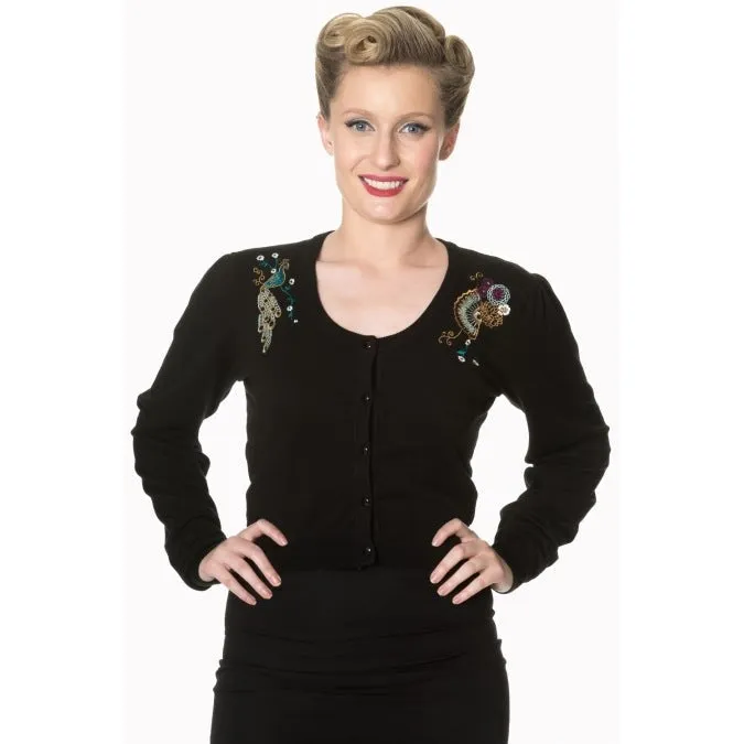 Proud Peacock Black Cardigan