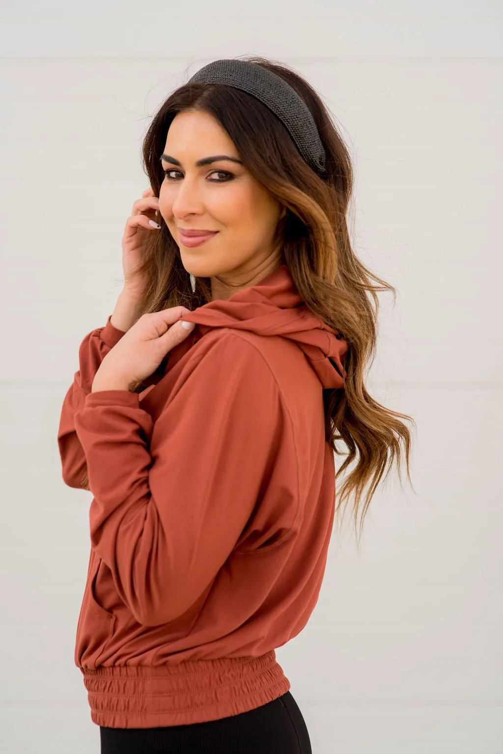 Quarter Zip Cinched Bottom Hoodie