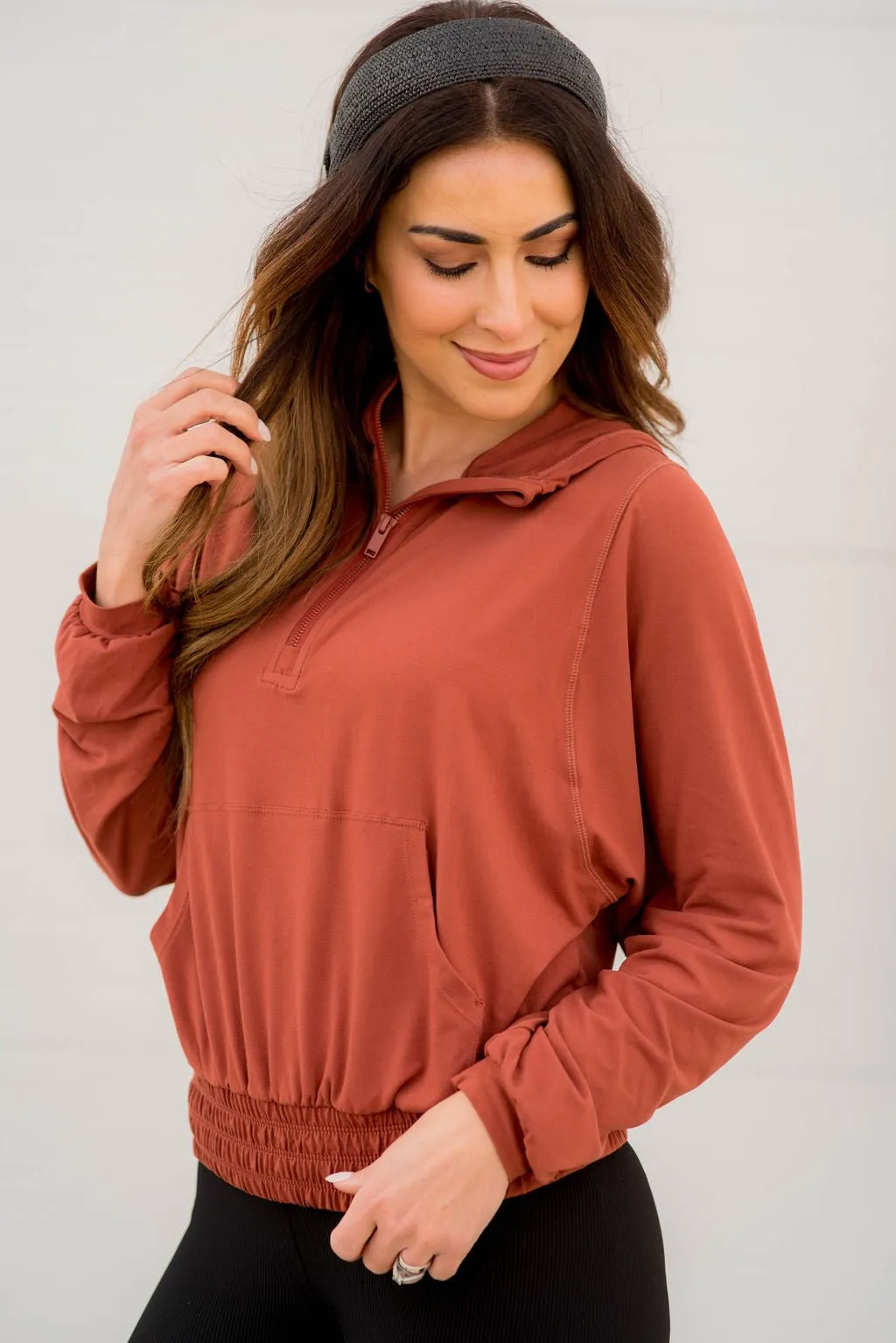 Quarter Zip Cinched Bottom Hoodie