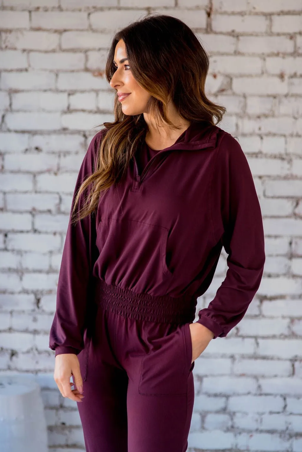 Quarter Zip Cinched Bottom Hoodie
