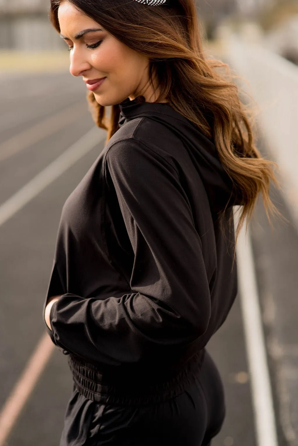 Quarter Zip Cinched Bottom Hoodie