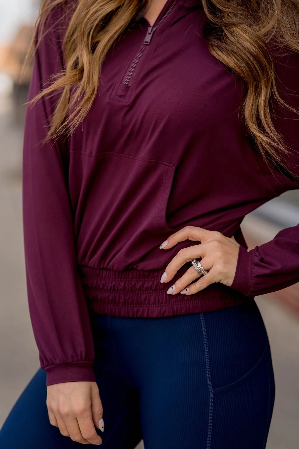 Quarter Zip Cinched Bottom Hoodie