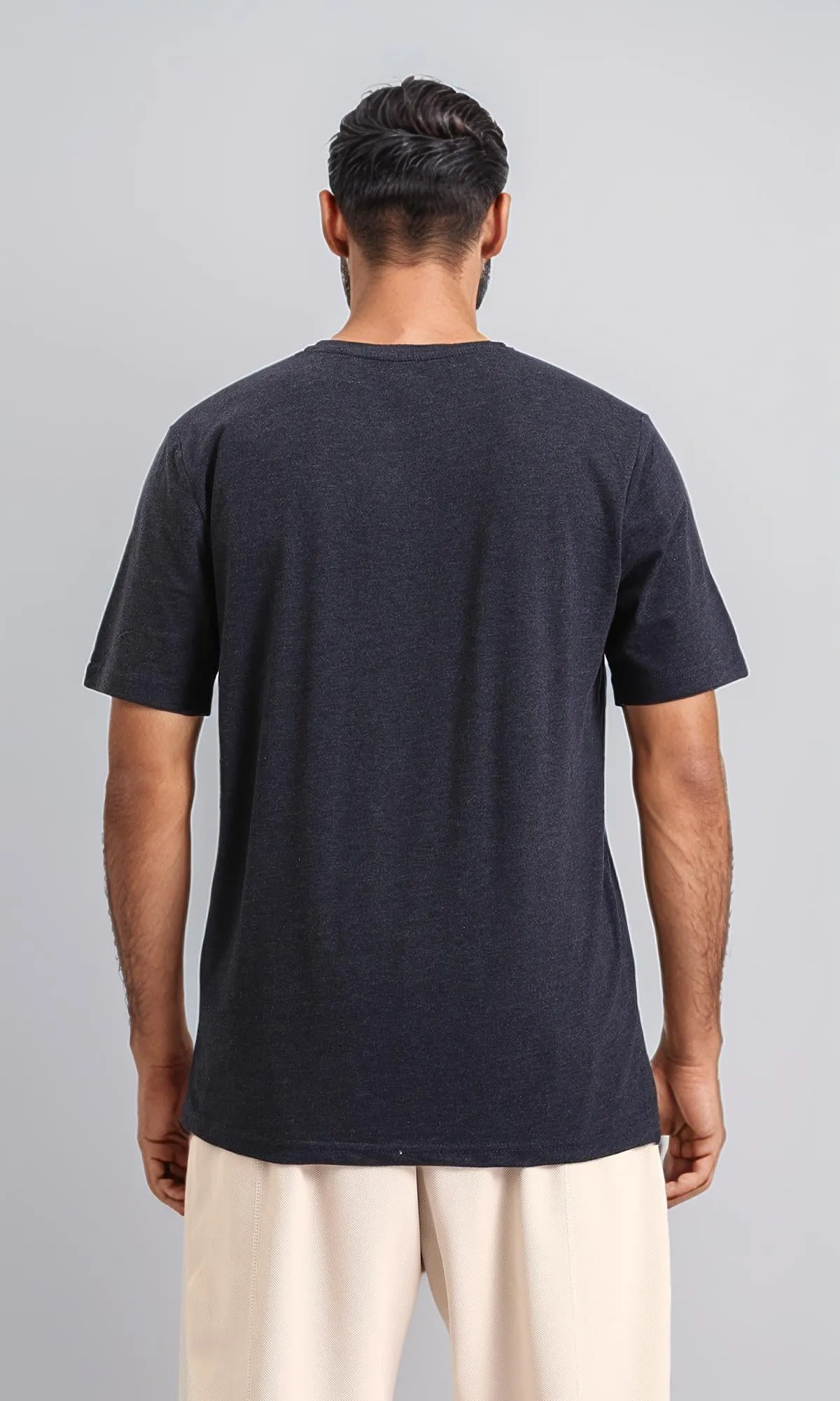 R208585 - Printed " Chase Grace" Elbow Sleeves Tee - Heather Black