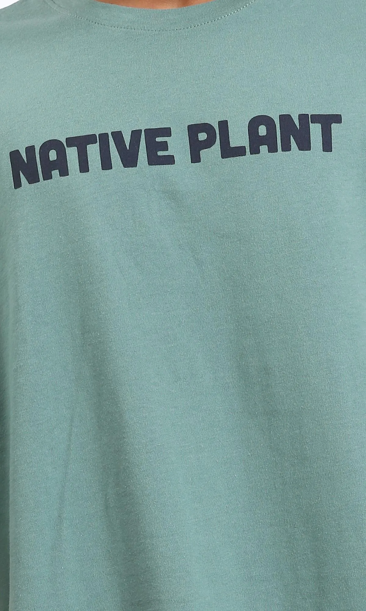 R209088 - Printed "Native Plant" Loose Slip On Tee - Dark Mint
