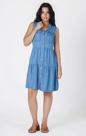 Tiered Denim Effect Dress