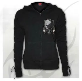 Wolf Chi Laceup Full Zipped Glitter Hoody