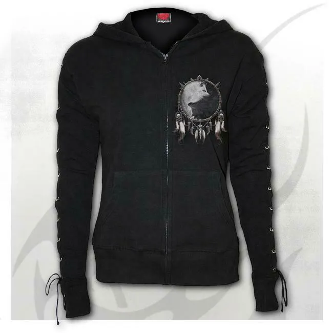 Wolf Chi Laceup Full Zipped Glitter Hoody