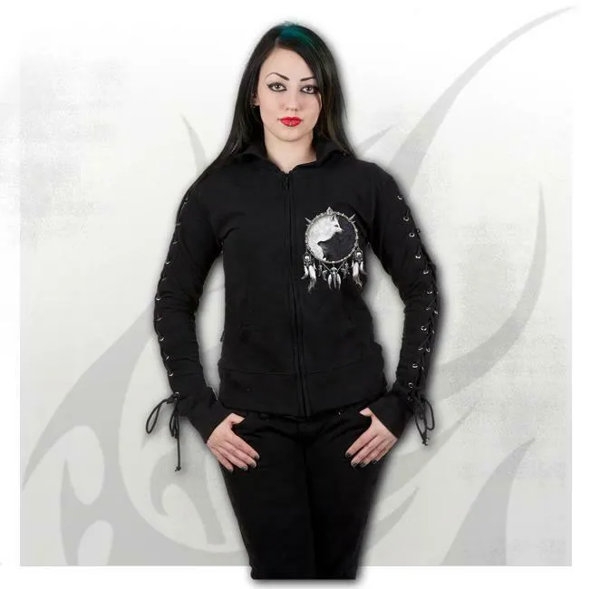 Wolf Chi Laceup Full Zipped Glitter Hoody